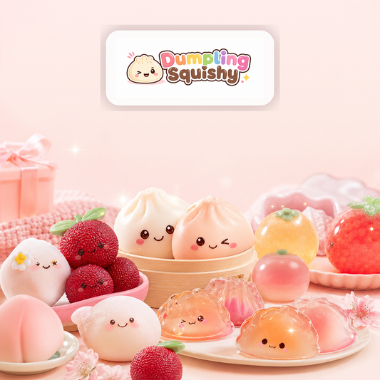 DumplingSquishys Best Seller collection cover with kawaii squishy toys and logo