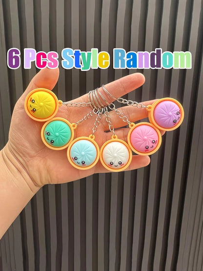 DumplingSquishys Mystery Bun Keychain – 1/6pcs Random Cute Squishy Toy – 6pcs 12pcs Cute Baozi Keychains Classroom – view 01