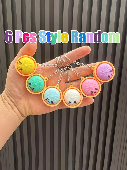 DumplingSquishys Mystery Bun Keychain – 1/6pcs Random Cute Squishy Toy – 6pcs 12pcs Cute Baozi Keychains Classroom – view 01