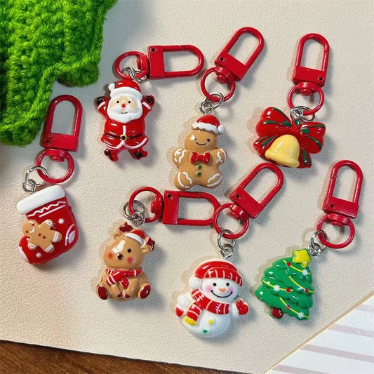 DumplingSquishys Kawaii Christmas Character Keychains – Cute Santa & Reindeer Backpack Charms – main product view