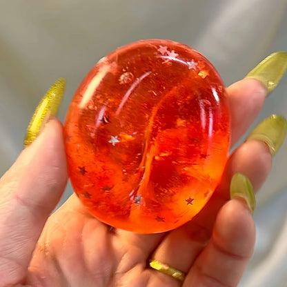 DumplingSquishys Gem Ball Squishy – Sparkling Crystal Stress Relief Toy – Red