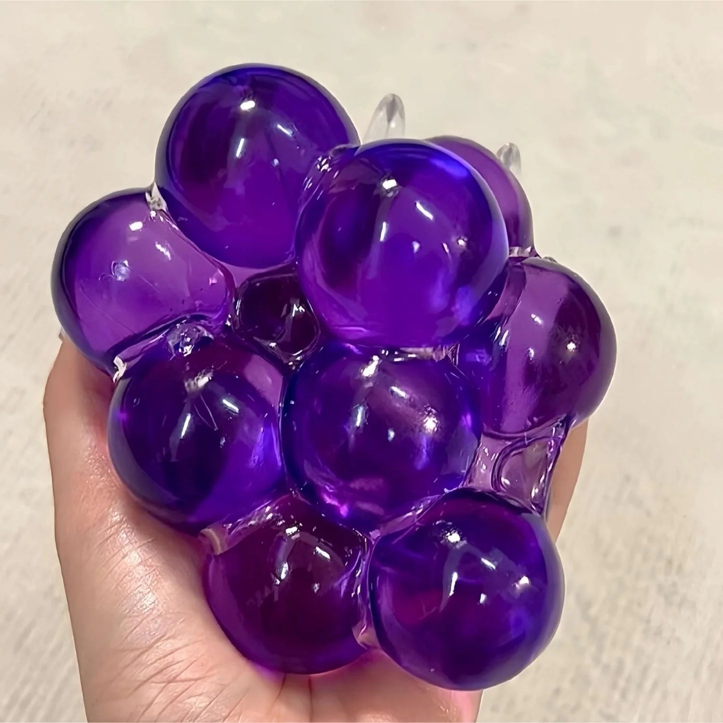 DumplingSquishys Gem Ball Squishy – Jumbo Grape Bead Stress Relief Toy – Grape Purple Crystal Vacuum Mega