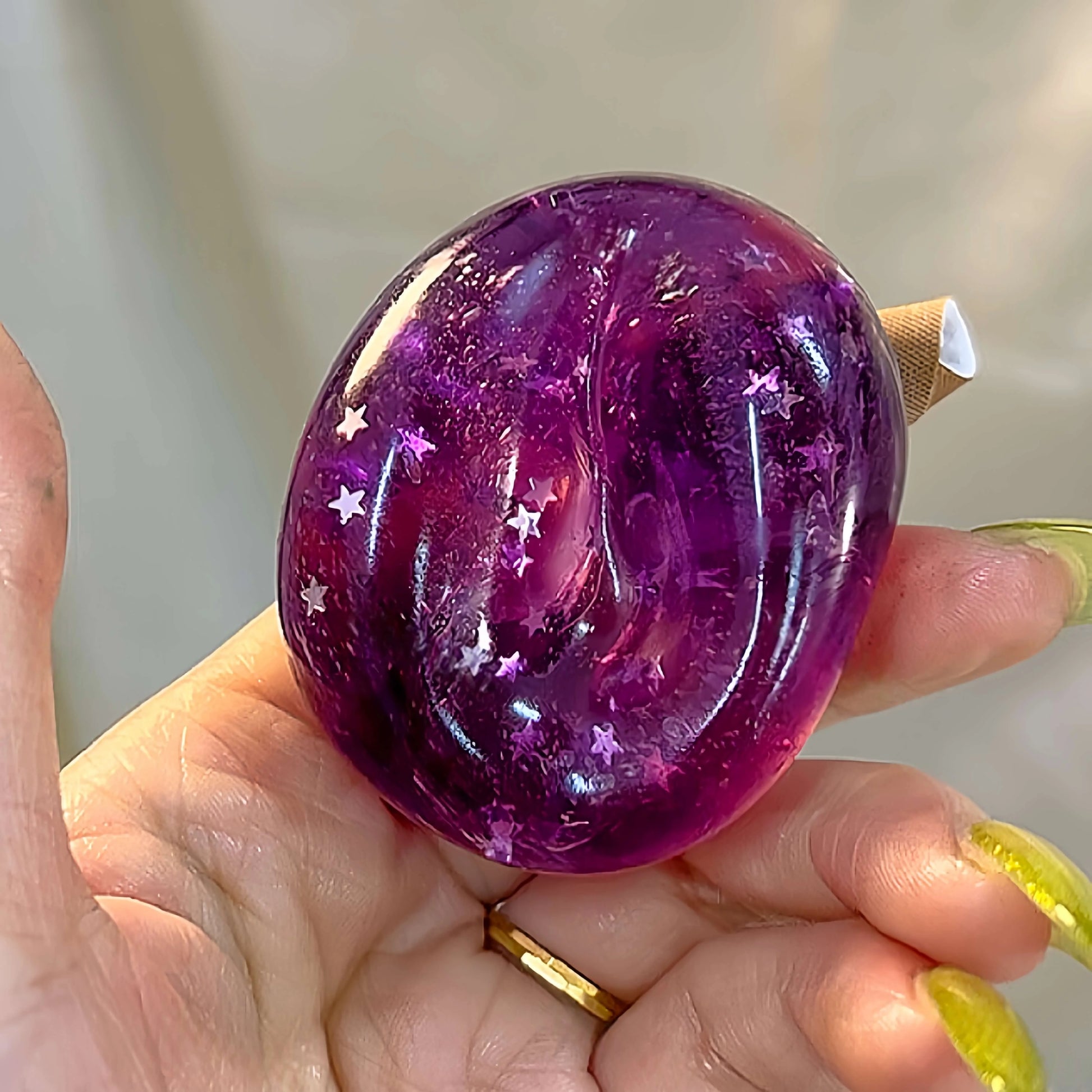 DumplingSquishys Gem Ball Squishy – Sparkling Crystal Stress Relief Toy – Purple