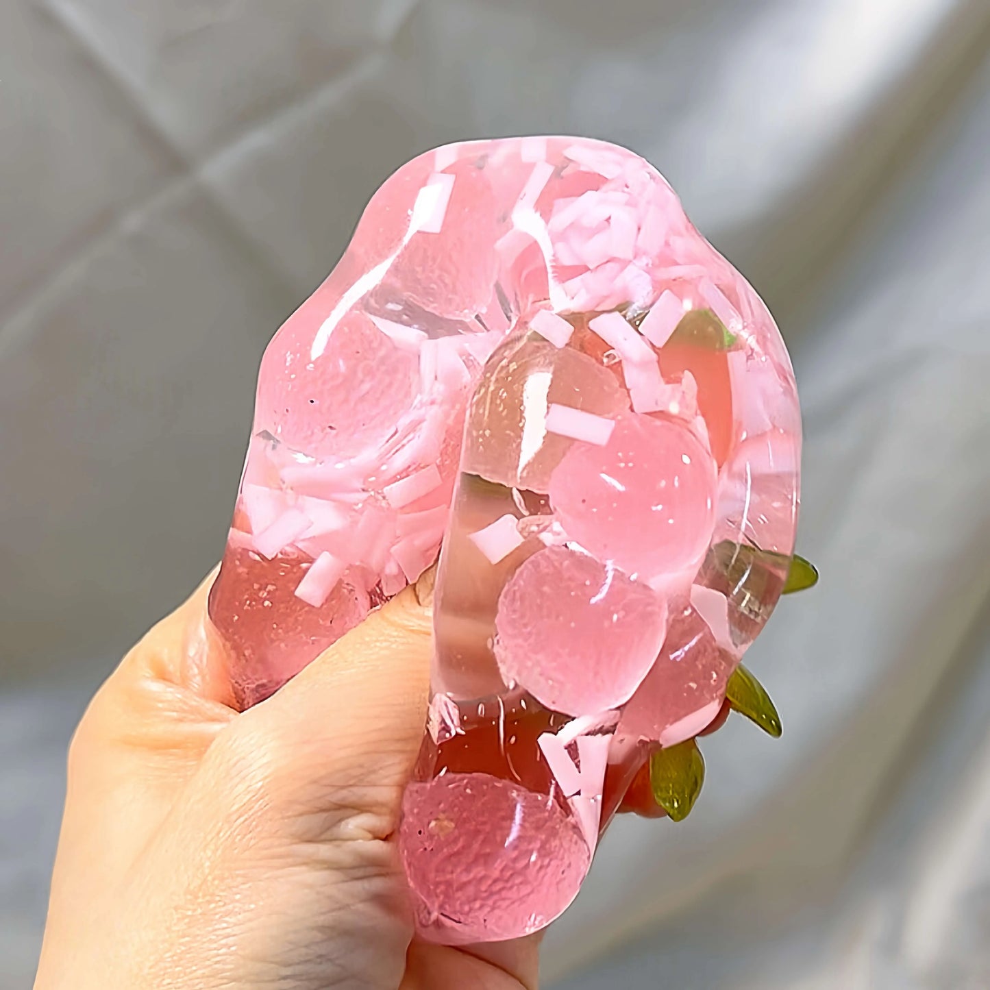 DumplingSquishys Fruit Pop Squishy – Jelly Fruit Stress Relief Toy – Honey Peach Ice Stick Hard Candy