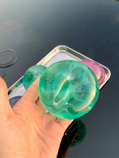 DumplingSquishys Mochi Ball Squishy – Jelly Bubble Stress Relief Toy – lake green