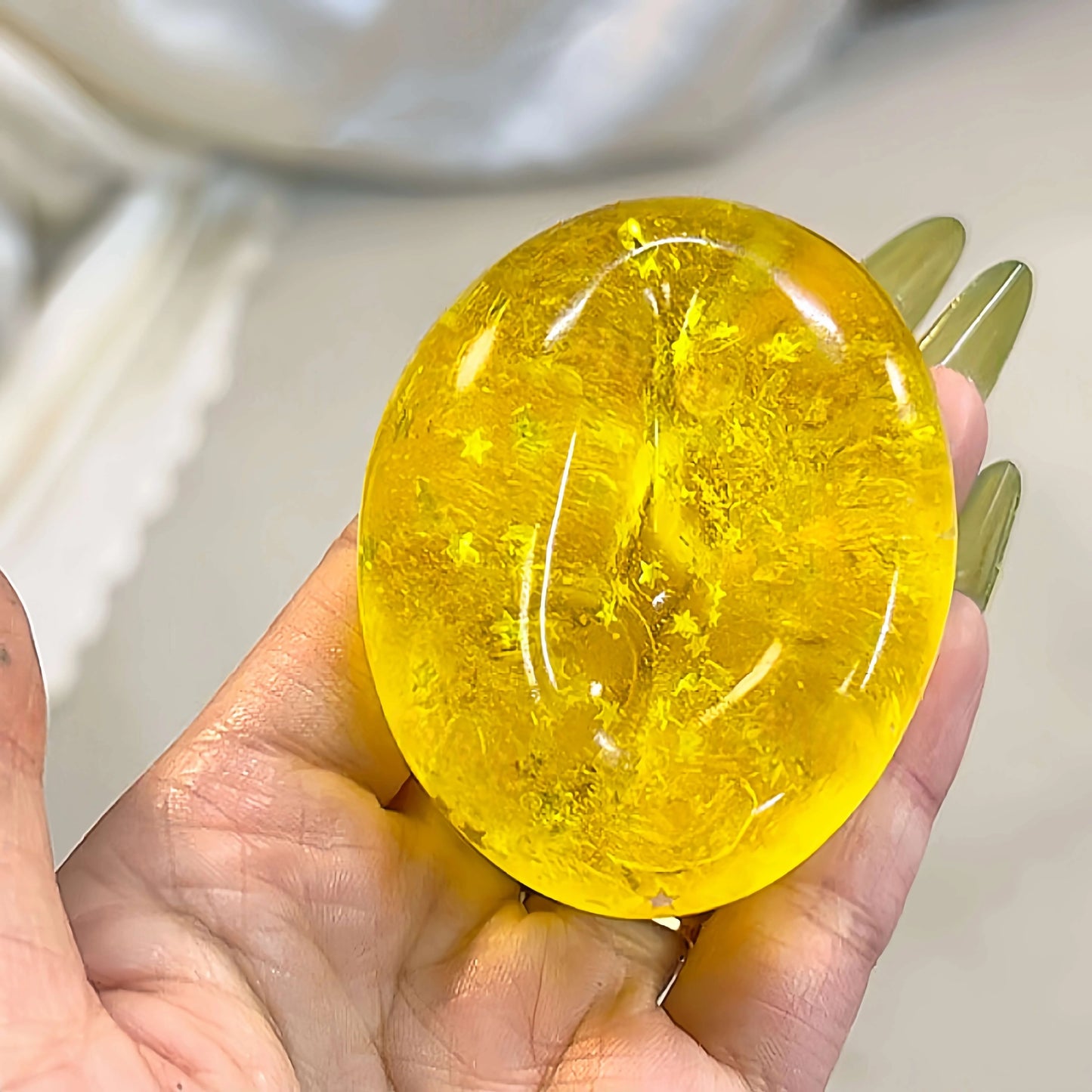 DumplingSquishys Gem Ball Squishy – Sparkling Crystal Stress Relief Toy – Golden