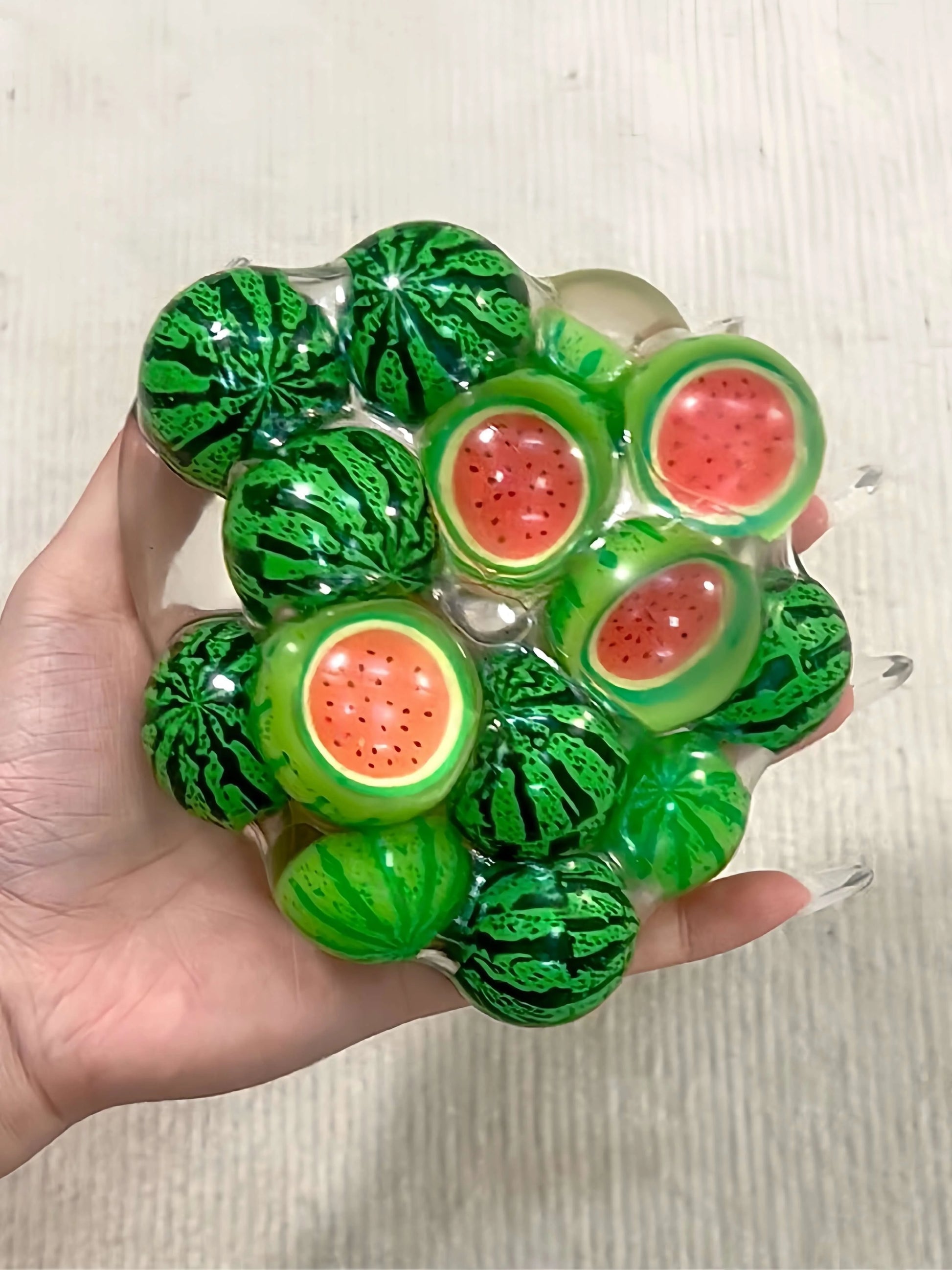 DumplingSquishys Gem Ball Squishy – Jumbo Grape Bead Stress Relief Toy – Watermelon Bubblegum Vacuum Gigantic