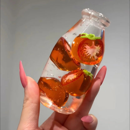 DumplingSquishys Bottle Pop Squishy – Mini Juice Bottle Stress Relief Toy – close-up product detail
