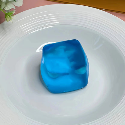 DumplingSquishys Crystal Cube Squishy – Blue Ice Block Stress Relief Toy – blue transparent crystal ice cube – view 04