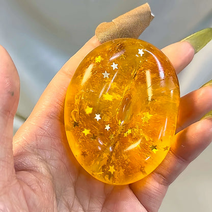 DumplingSquishys Gem Ball Squishy – Sparkling Crystal Stress Relief Toy – Orange