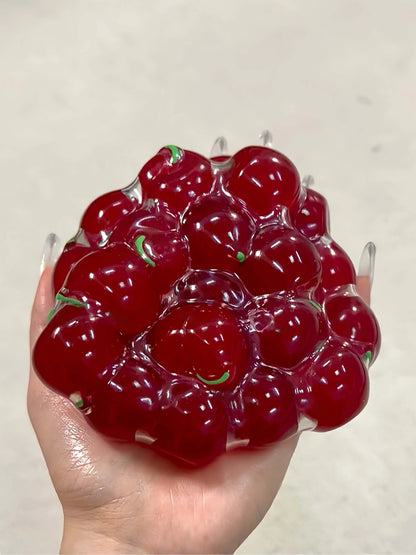 DumplingSquishys Gem Ball Squishy – Jumbo Grape Bead Stress Relief Toy – Cherry Hard Candy Vacuum Colossal Handmade