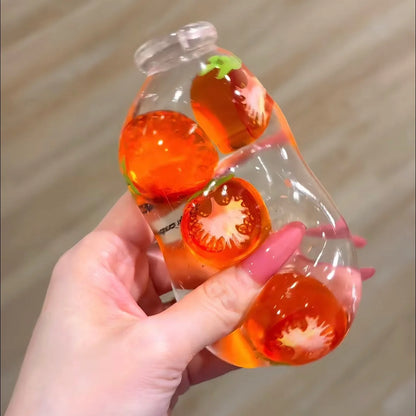 DumplingSquishys Bottle Pop Squishy – Mini Juice Bottle Stress Relief Toy – shape and texture detail