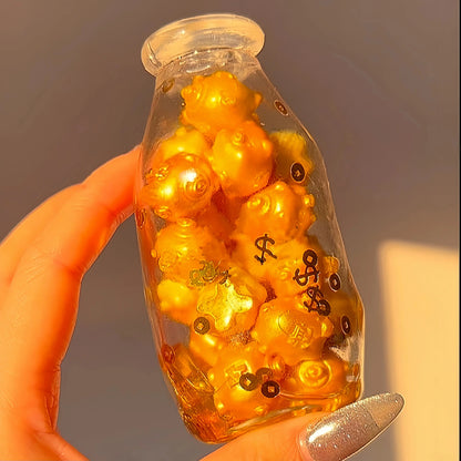 DumplingSquishys clear bottle squishy – Fortune Gold Pig Bottle