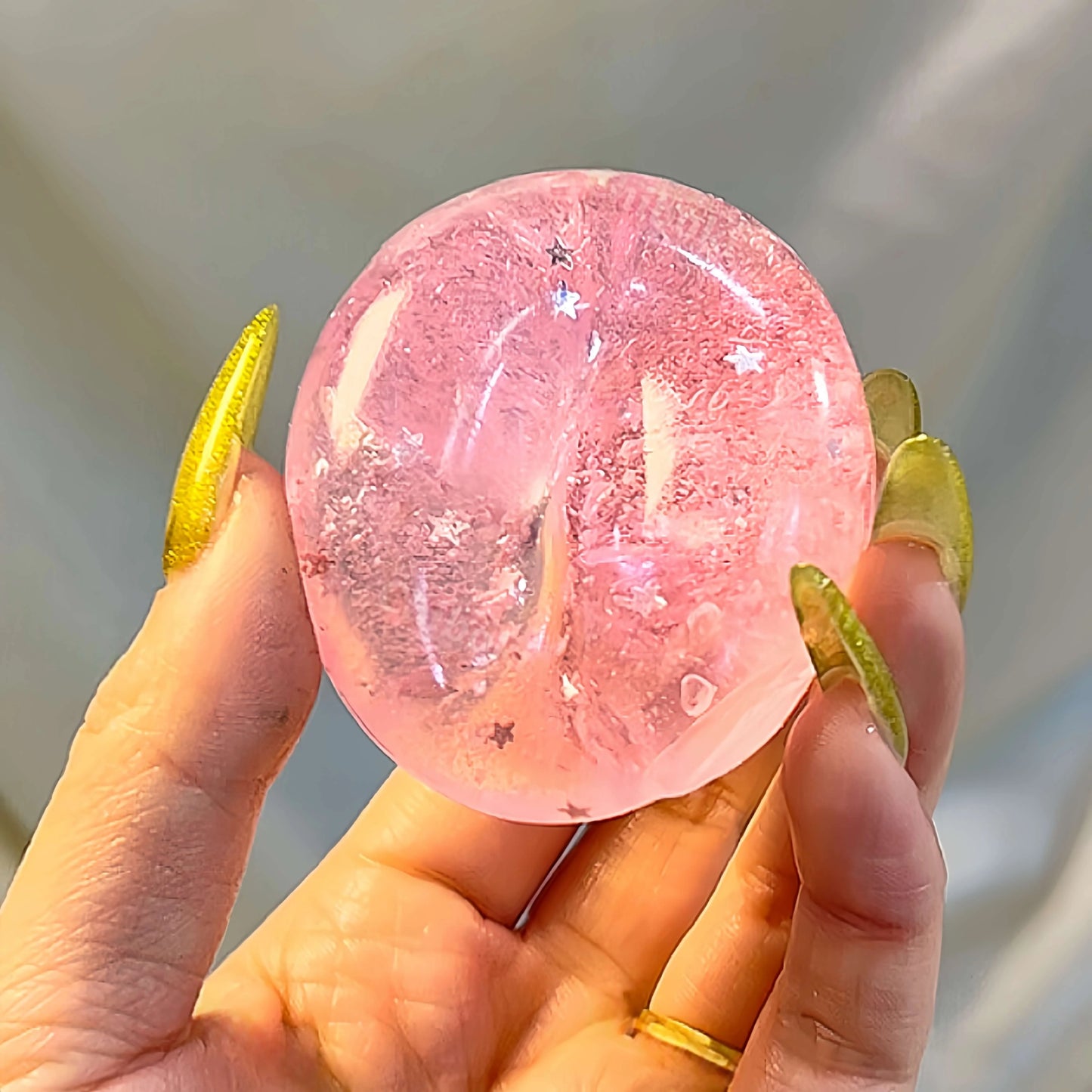 DumplingSquishys Gem Ball Squishy – Sparkling Crystal Stress Relief Toy – Pink