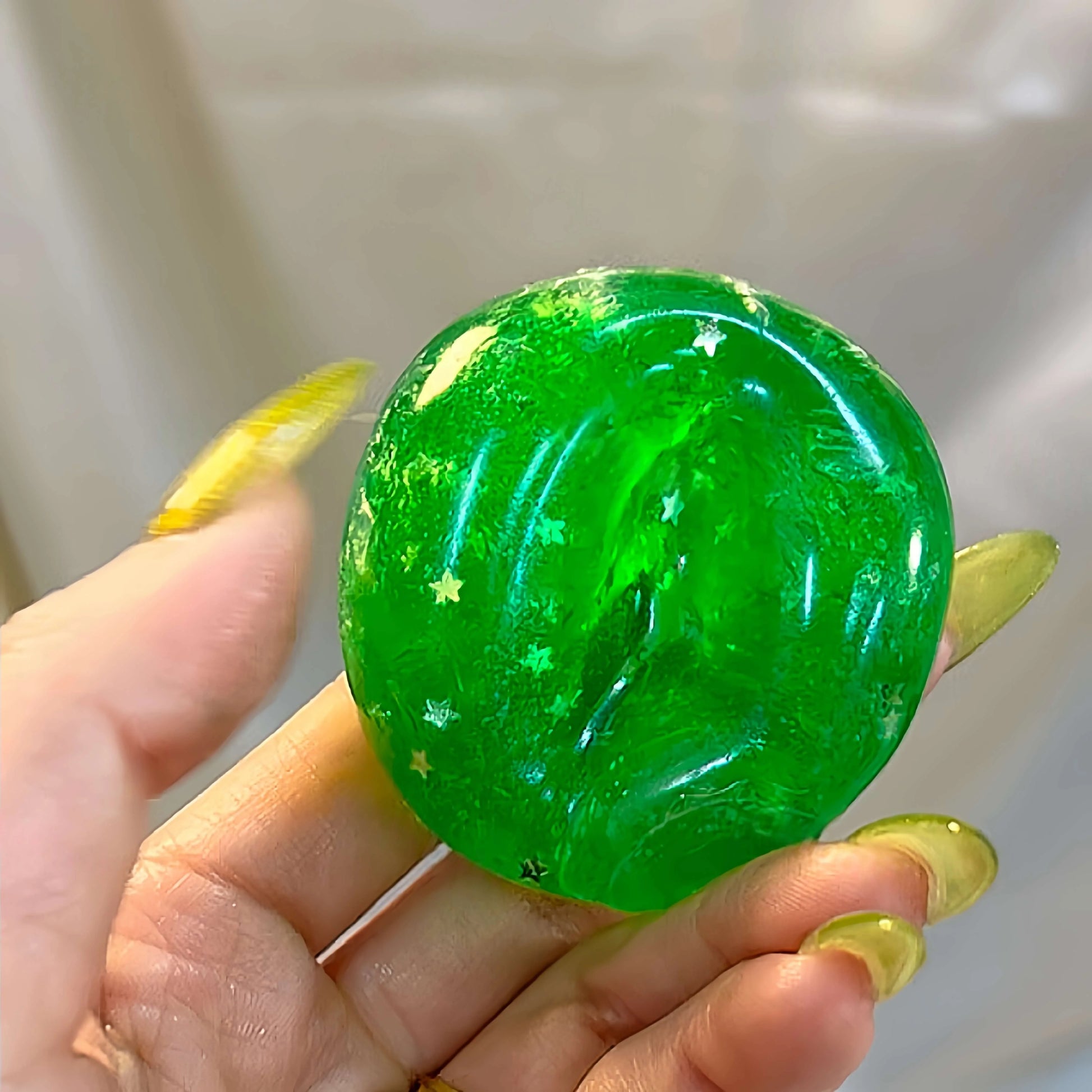 DumplingSquishys Gem Ball Squishy – Sparkling Crystal Stress Relief Toy – Green