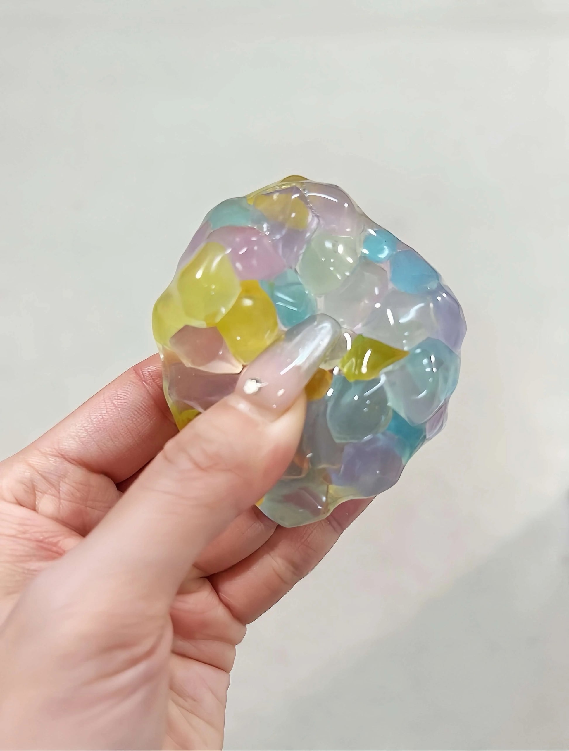 DumplingSquishys Gem Ball Squishy – Rainbow Bead Stress Relief Toy – Luminous Pearl Balls