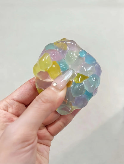 DumplingSquishys Gem Ball Squishy – Rainbow Bead Stress Relief Toy – Luminous Pearl Balls