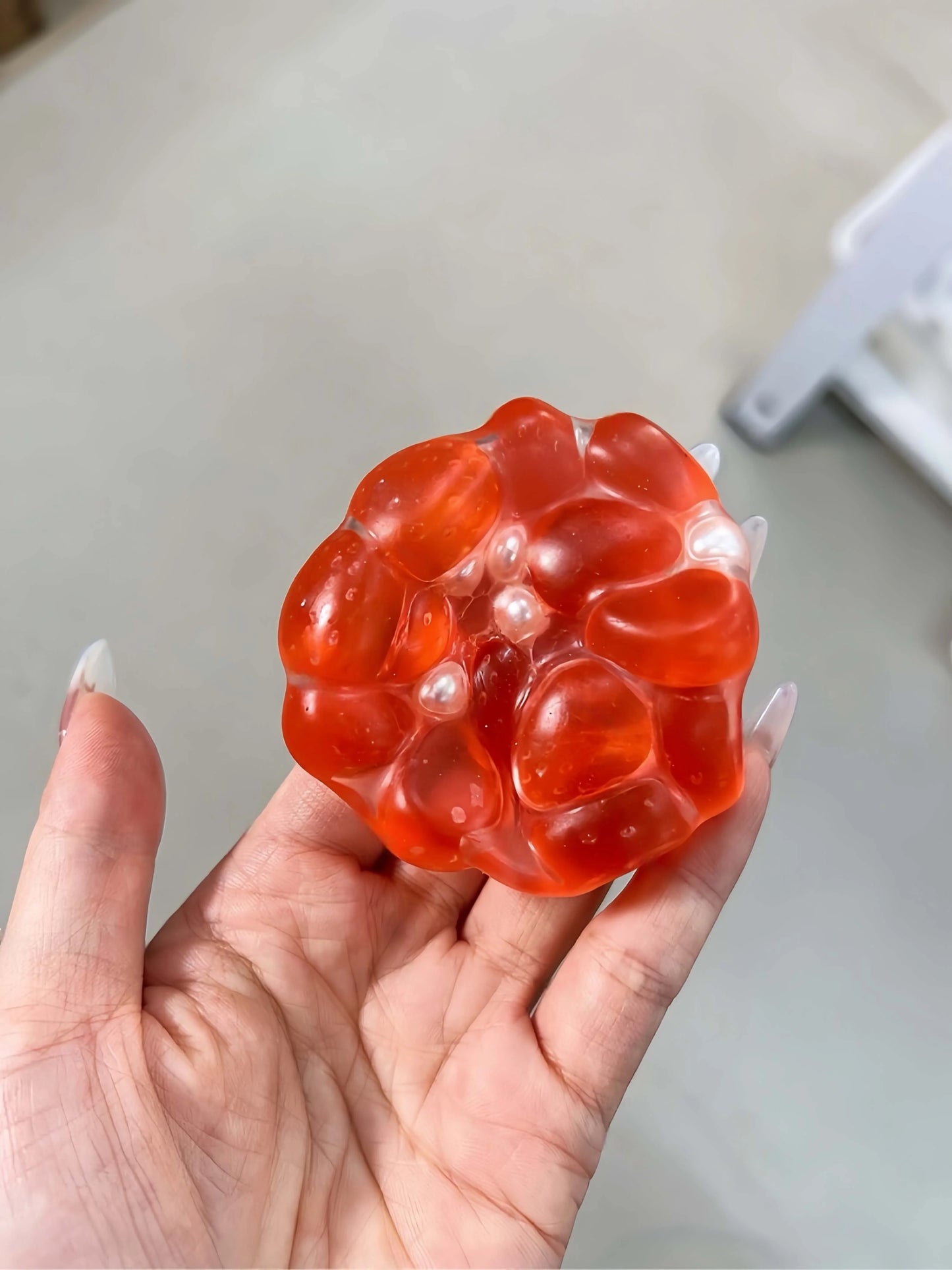 DumplingSquishys Gem Ball Squishy – Rainbow Bead Stress Relief Toy – Strawberry flavored Soft Candy Balls