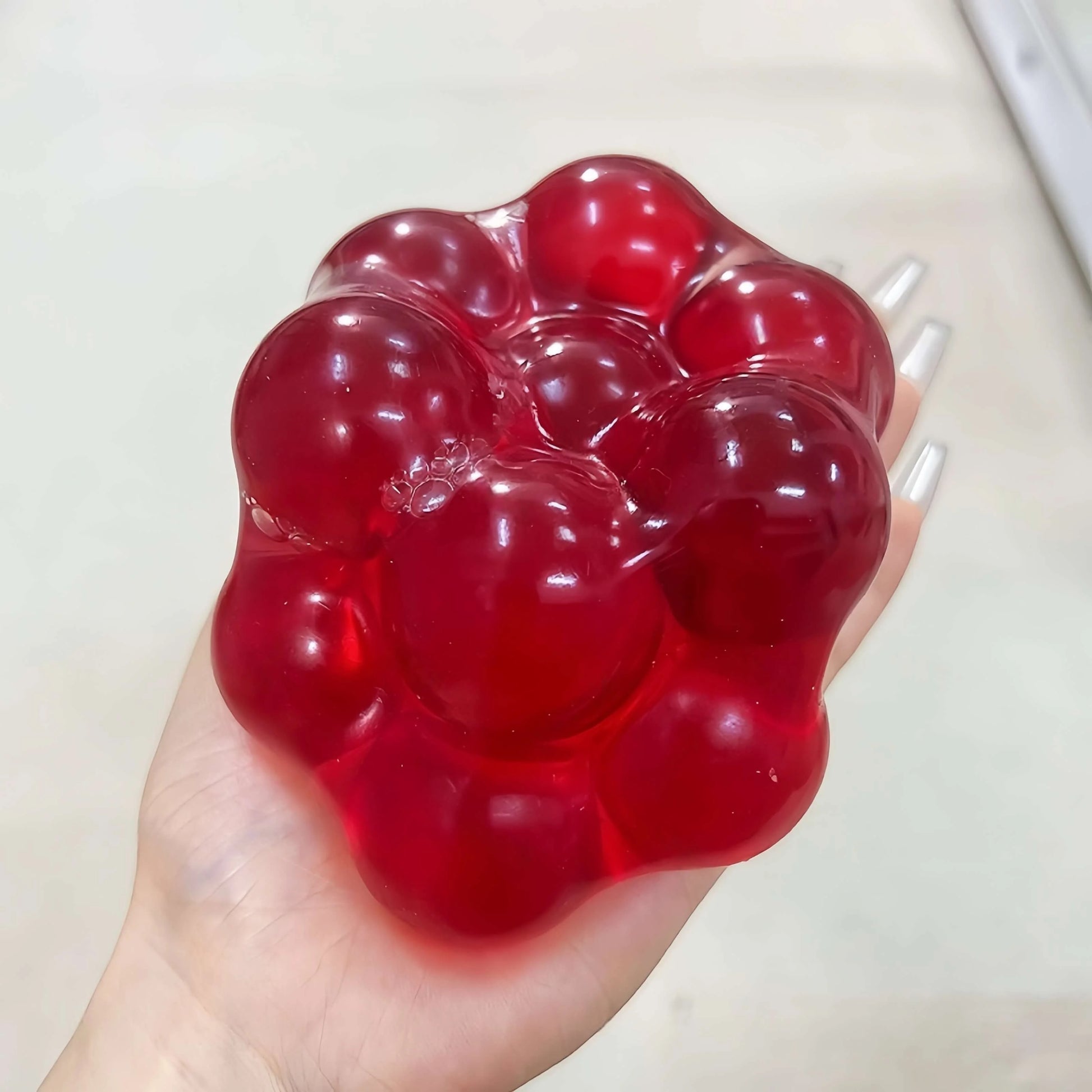 DumplingSquishys Gem Ball Squishy – Jumbo Grape Bead Stress Relief Toy – Red Crystal Ball Ultra Giant