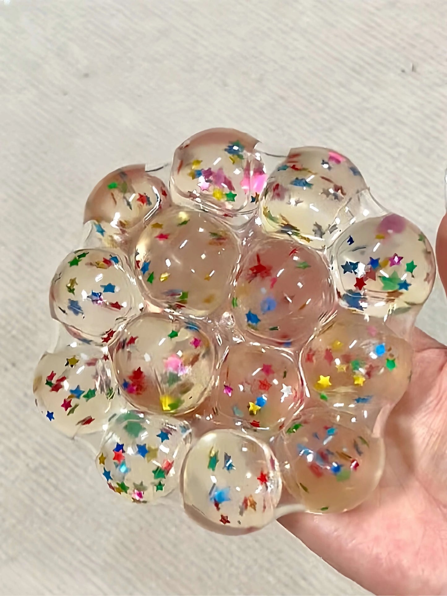 DumplingSquishys Gem Ball Squishy – Jumbo Grape Bead Stress Relief Toy – Whimsical Star Vacuum Gigantic Handcrafted