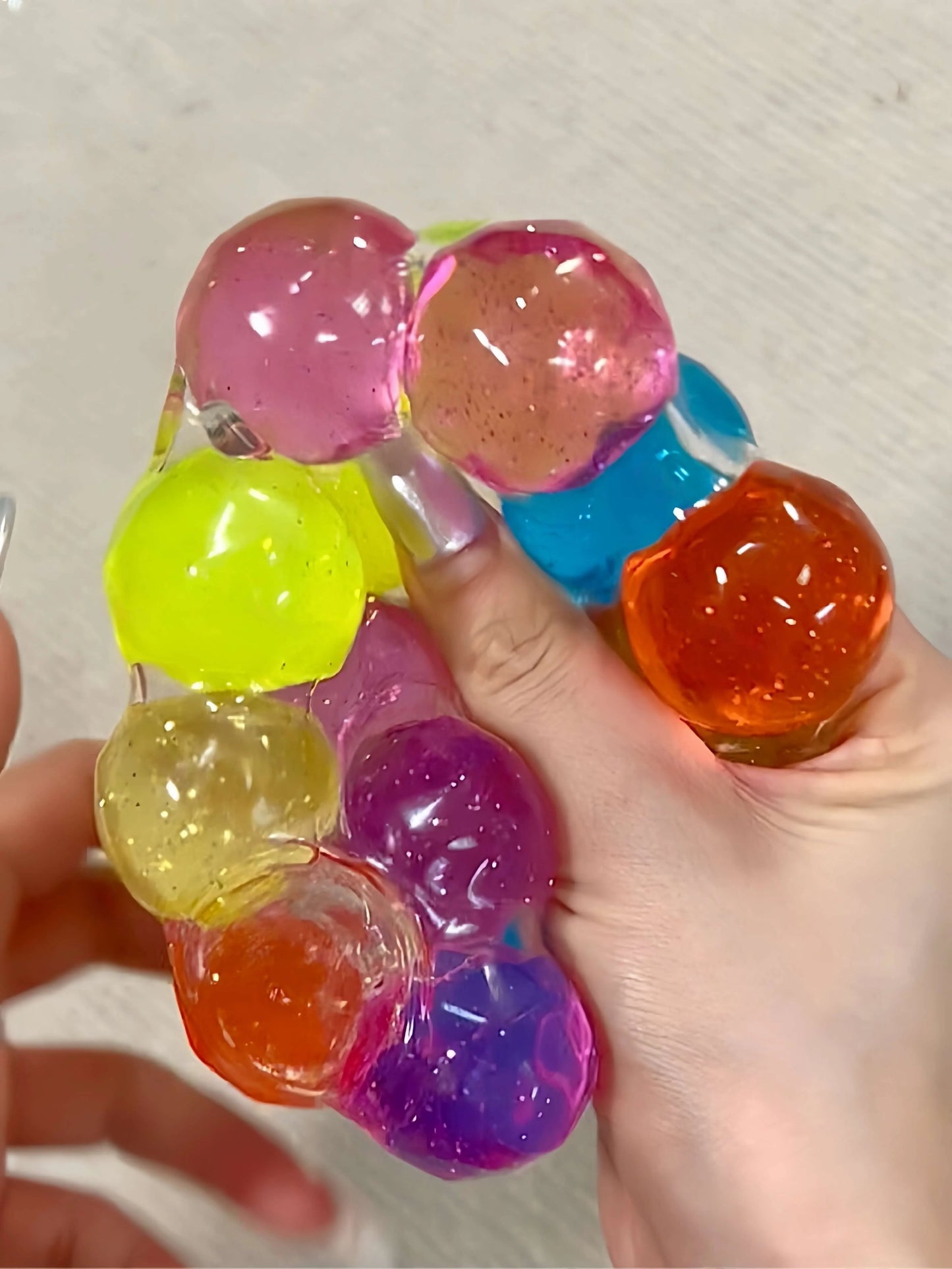 DumplingSquishys Gem Ball Squishy – Jumbo Grape Bead Stress Relief Toy – Rainbow Gem Vacuum Colossal Handcrafted Orb