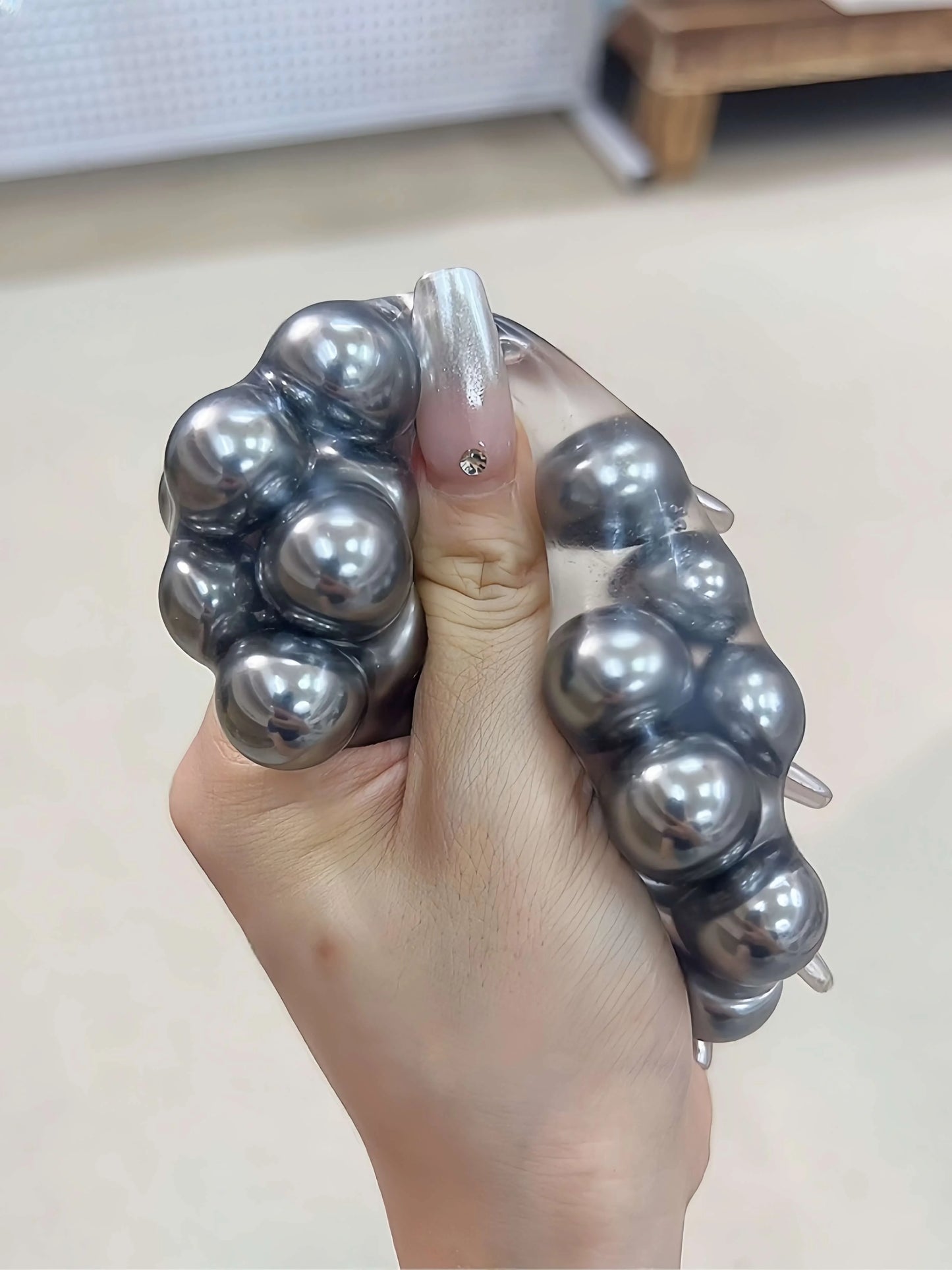 DumplingSquishys Gem Ball Squishy – Rainbow Bead Stress Relief Toy – Steel Balls