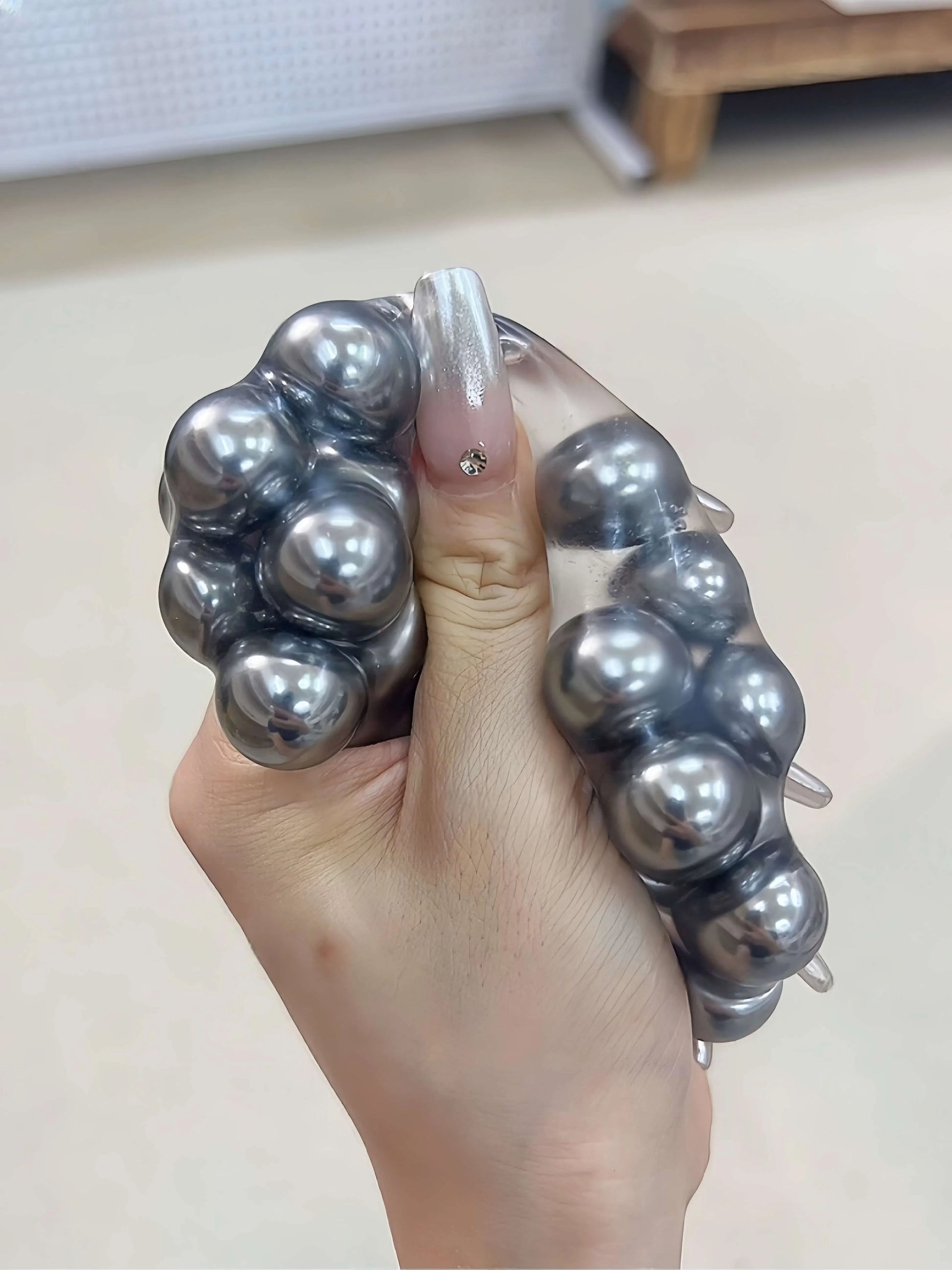 DumplingSquishys Gem Ball Squishy – Rainbow Bead Stress Relief Toy – Steel Balls