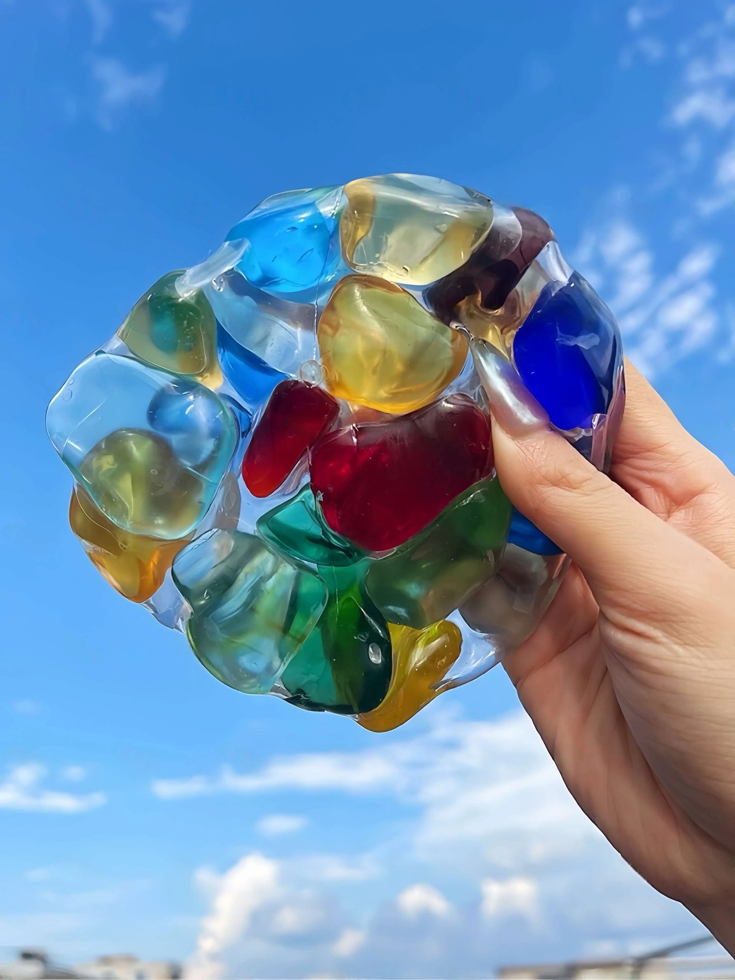 DumplingSquishys Gem Ball Squishy – Jumbo Grape Bead Stress Relief Toy – Colossal Colorful Big Jade Ball