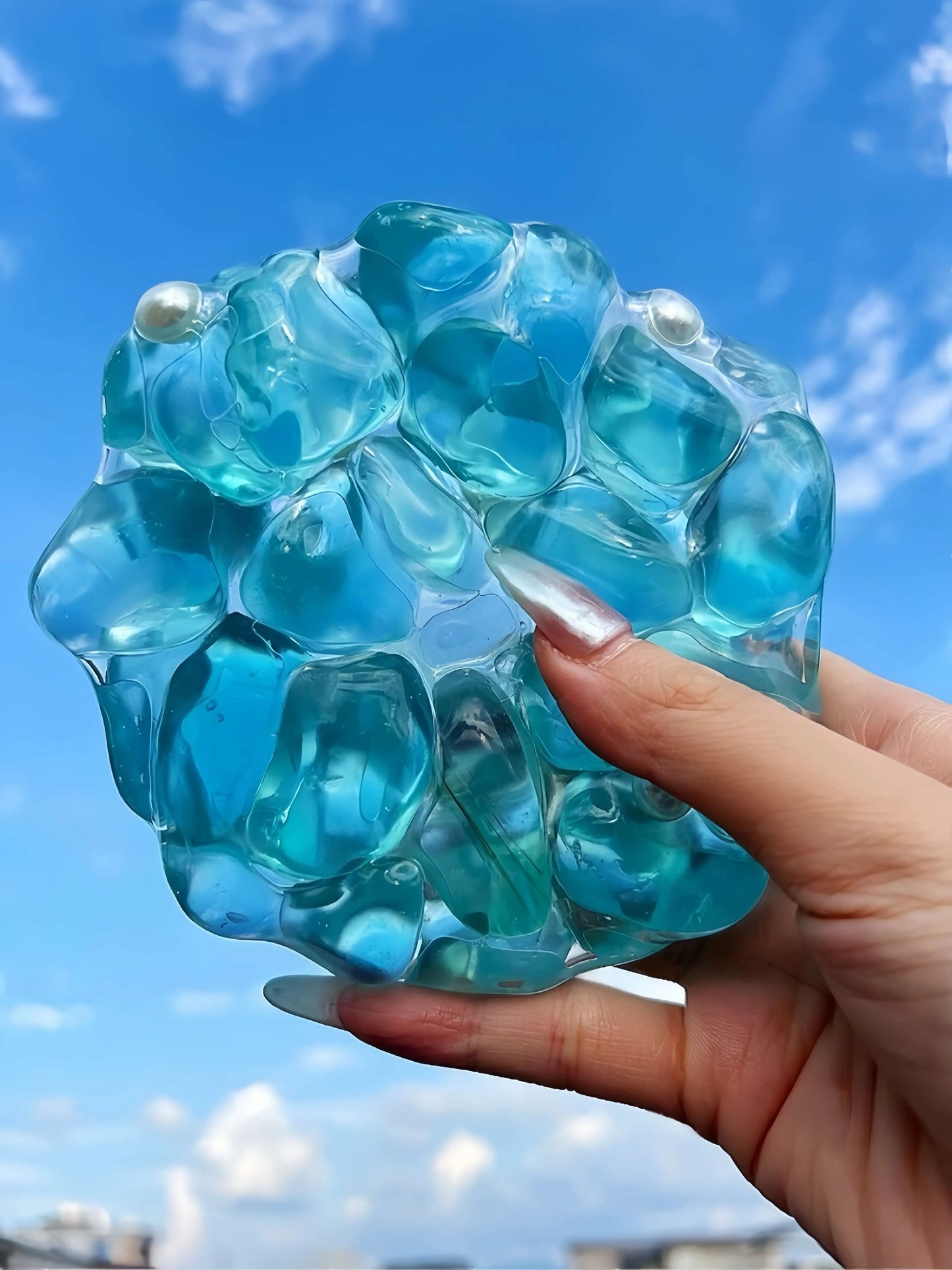 DumplingSquishys Gem Ball Squishy – Jumbo Grape Bead Stress Relief Toy – Jade Pearl Vacuum Colossal Masterpiece