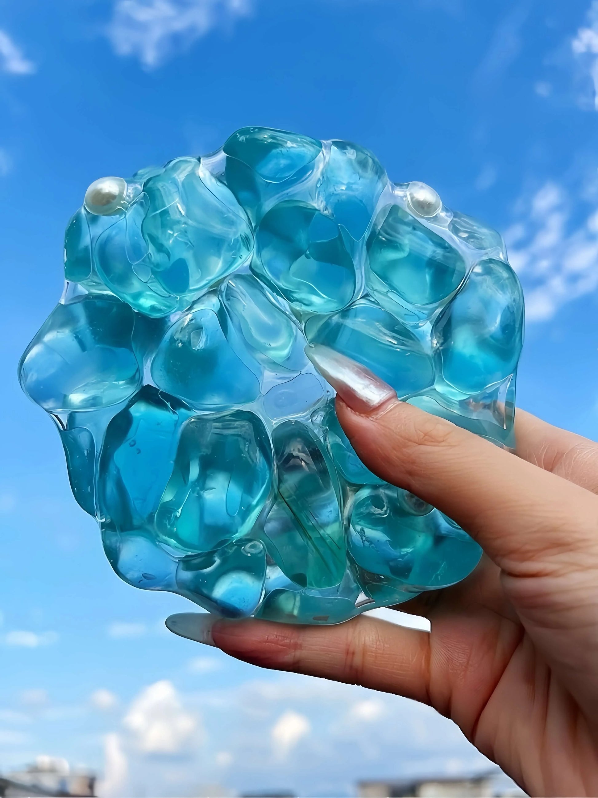 DumplingSquishys Gem Ball Squishy – Jumbo Grape Bead Stress Relief Toy – Jade Pearl Vacuum Colossal Masterpiece