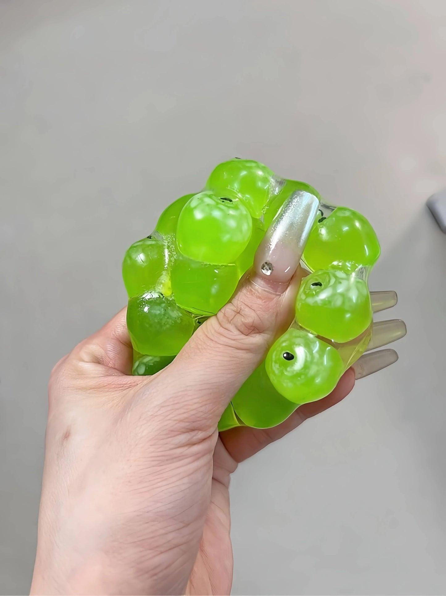 DumplingSquishys Gem Ball Squishy – Rainbow Bead Stress Relief Toy – Luminous Green Apple Balls