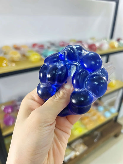 DumplingSquishys Gem Ball Squishy – Rainbow Bead Stress Relief Toy – Deep Blue Jade Sphere