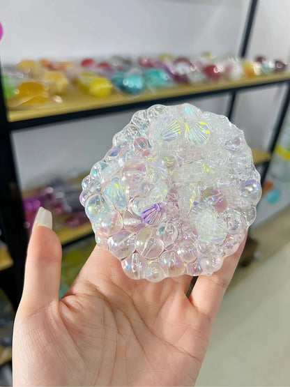 DumplingSquishys Gem Ball Squishy – Rainbow Bead Stress Relief Toy – Aurora Shell Bubbly Pearls