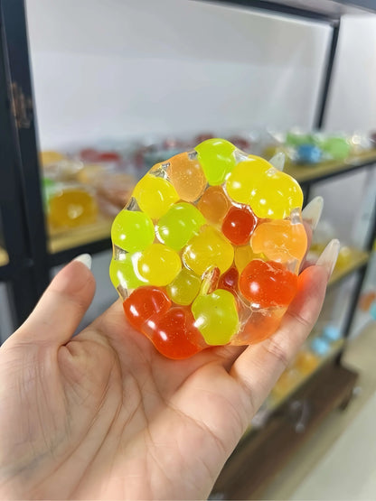 DumplingSquishys Gem Ball Squishy – Rainbow Bead Stress Relief Toy – Colorful Clementines