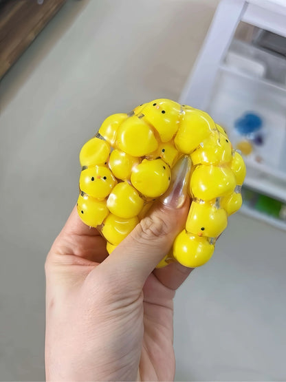 DumplingSquishys Gem Ball Squishy – Rainbow Bead Stress Relief Toy – Tiny Yellow Chicks