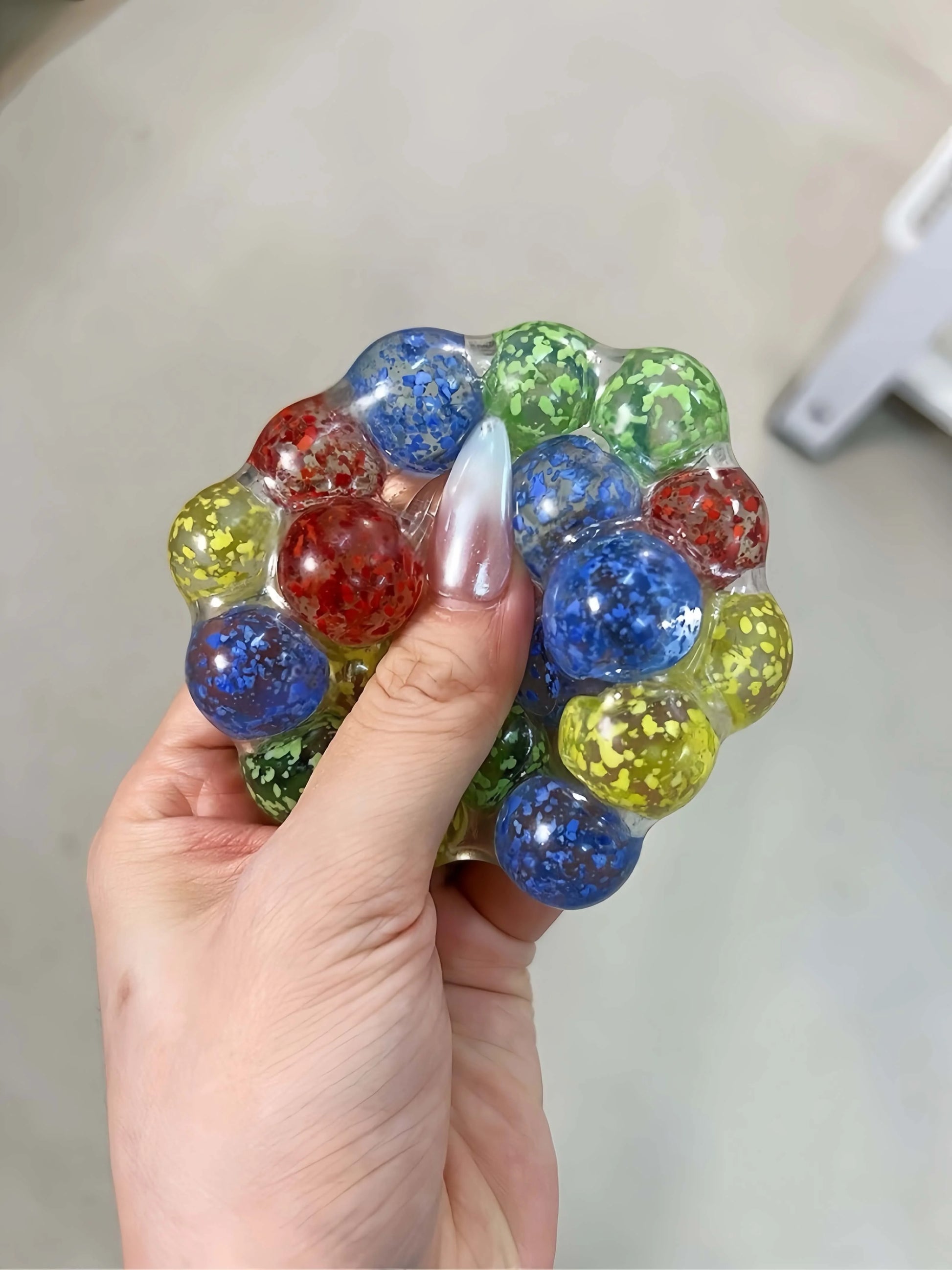 DumplingSquishys Gem Ball Squishy – Rainbow Bead Stress Relief Toy – Colorful Pearls