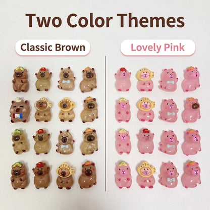 Random Blind Bag Cute Capybara Resin Flat Charms for DIY Craft Decoration