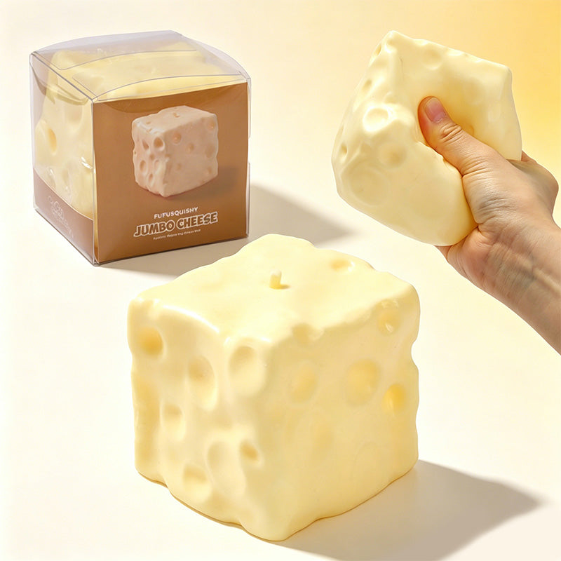 FUFUSQUISHY Jumbo Cheese Squishy Fidget Toy Stress Ball