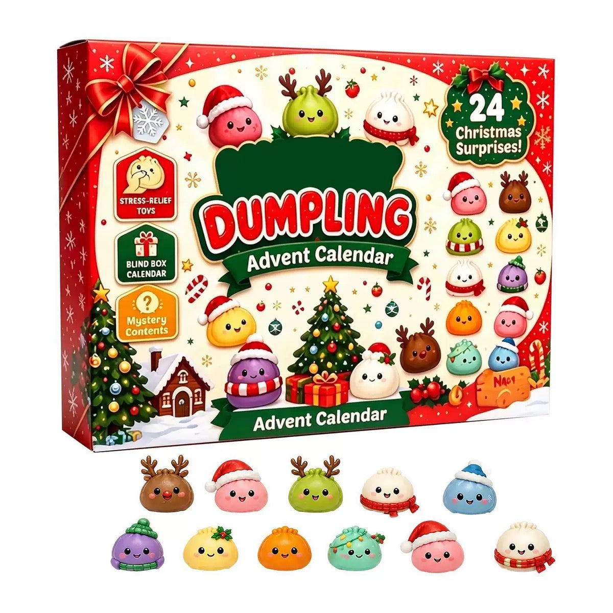 Christmas Squishy Advent Calendar - 24 Surprise Toys
