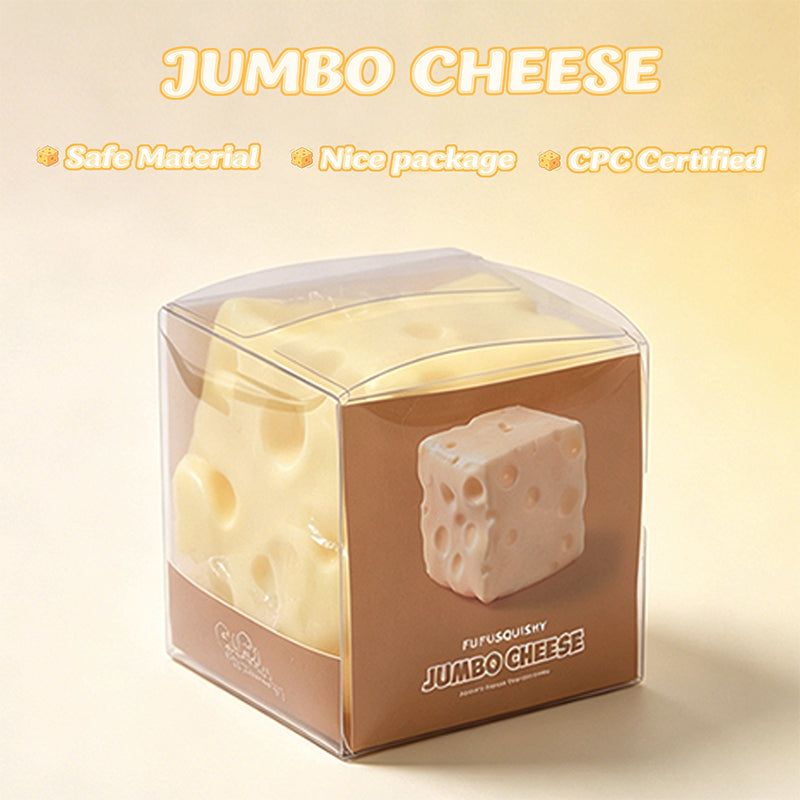 FUFUSQUISHY Jumbo Cheese Squishy Fidget Toy Stress Ball