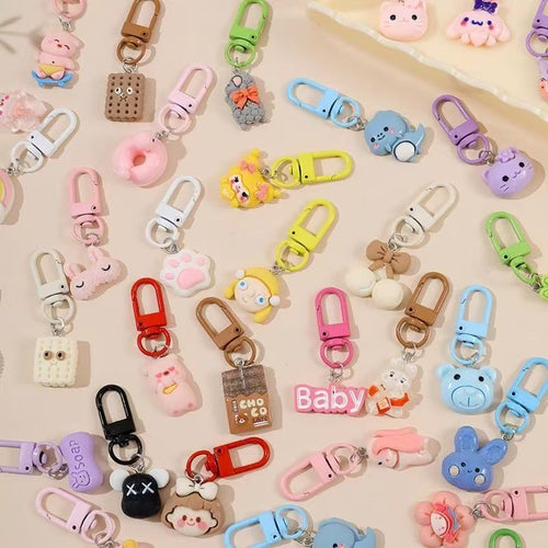 Cartoon Cute Resin Blind Bag Keychain 3D Stereo Metal Clasp Bag Charm Mystery Bag