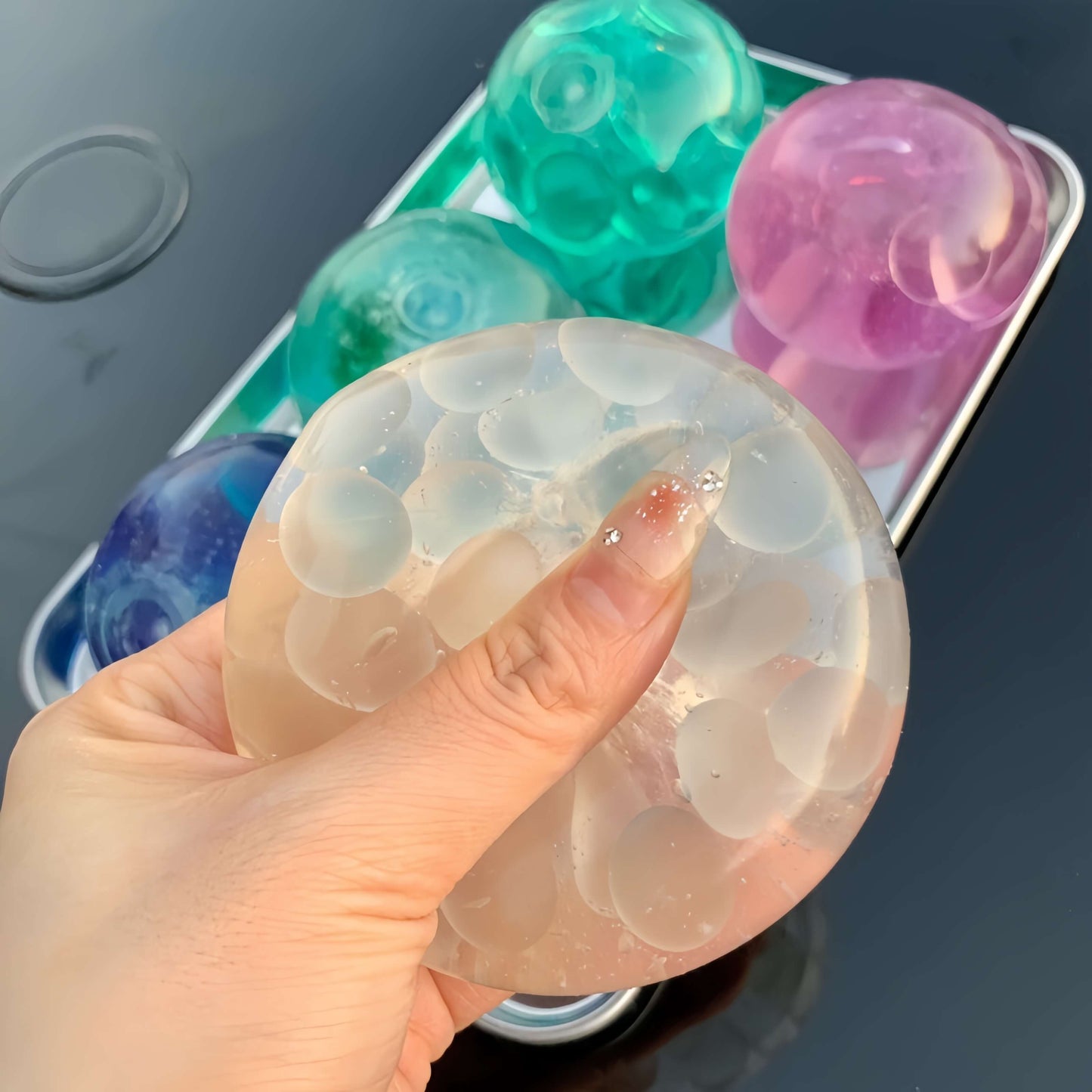 [CHIBOKI]Artisan Jade‑Texture Stress Ball – Handmade Calming Fidget Sphere