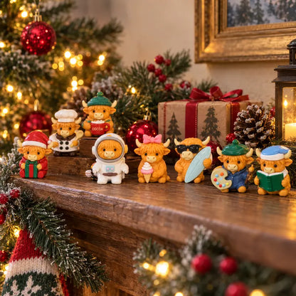 Highland Cow Advent Calendar 24-Day Christmas Countdown Box | Collectible Mini Figurines Gift for Cow Lovers & Kids