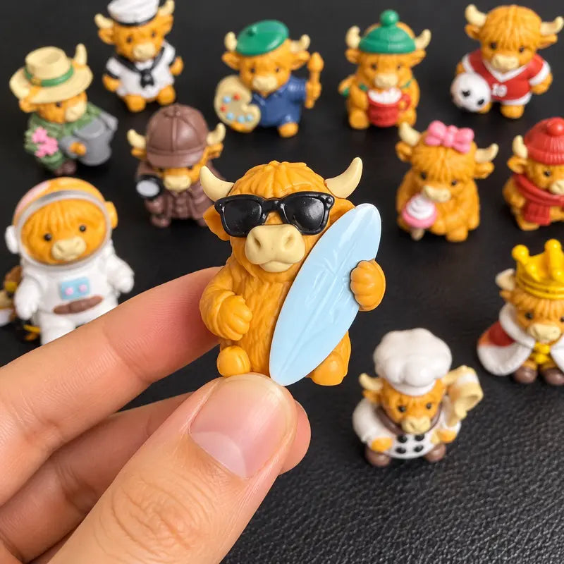 Highland Cow Advent Calendar 24-Day Christmas Countdown Box | Collectible Mini Figurines Gift for Cow Lovers & Kids